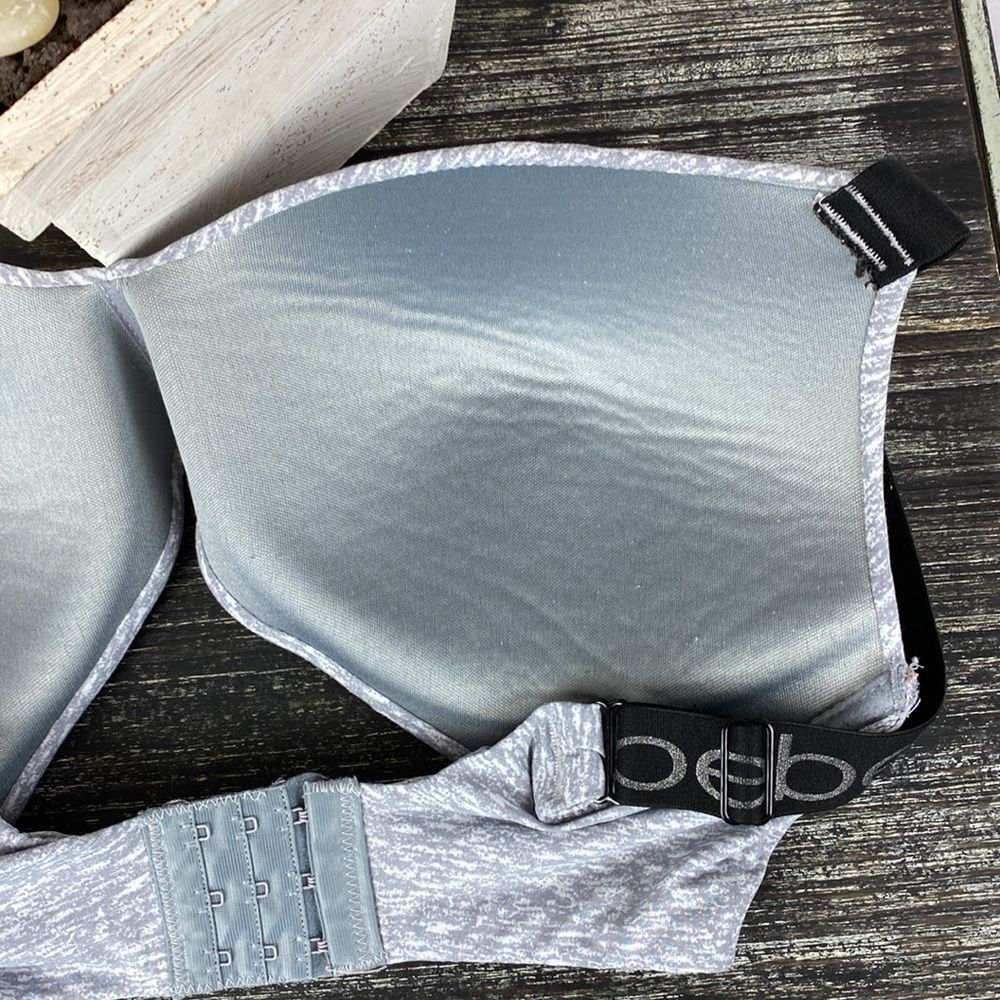 Bebe Gray & Black Logo Band Wire Free Bra 38DD - Picture 4 of 7